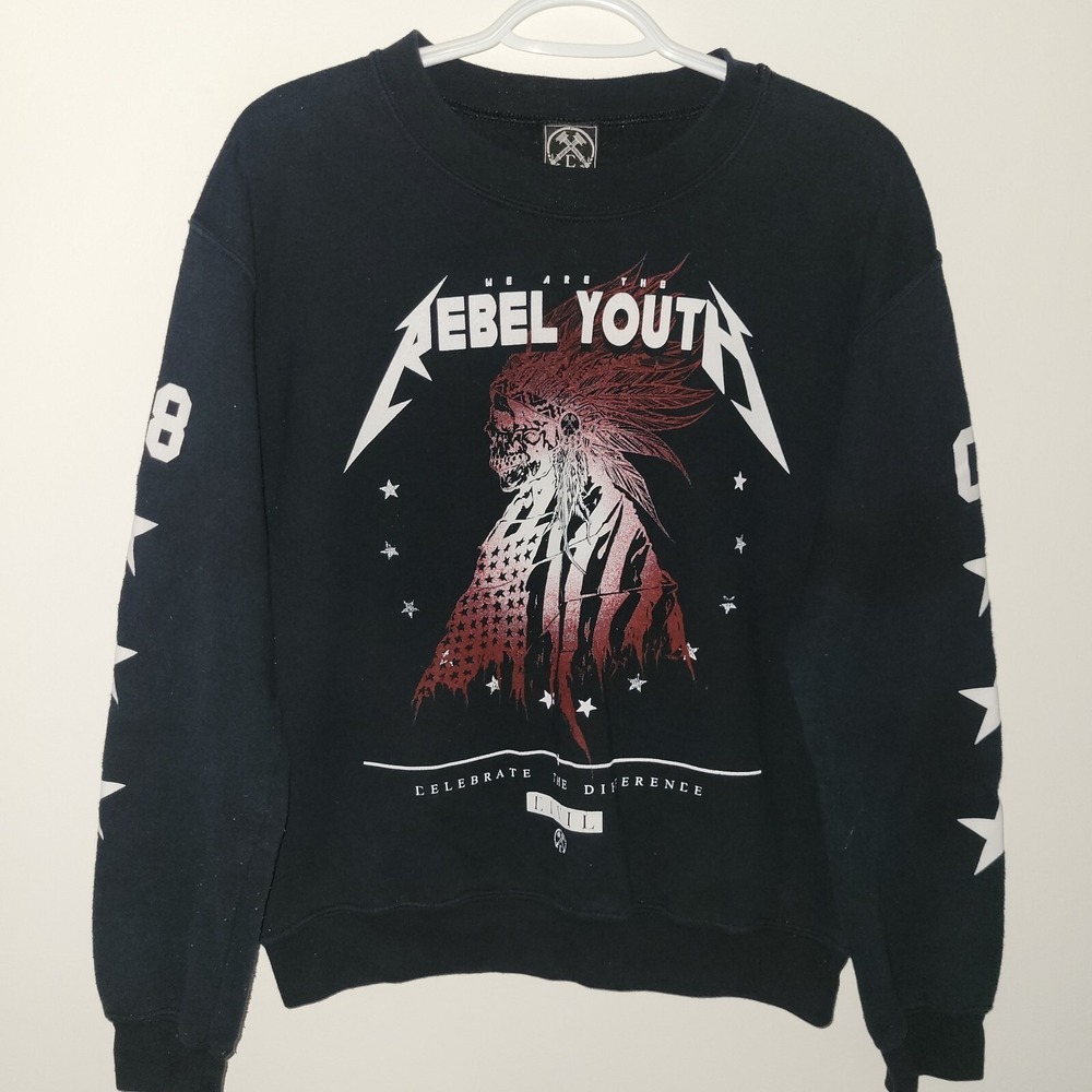 Civil Regime Rebel Youth Long Sleeve Sweatshirt Size Small Black